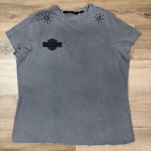 Vintage Harley Davidson Women's Plus 1W Embroidered Eagle Applique Tee Studded
